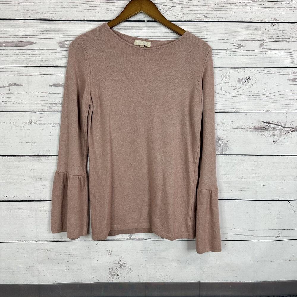 Benedetta B‎ Sweater Womens Large Pink Bell Sleeve Cashmere Merino Wool Capsule
